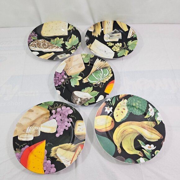 Email De Limoges Porcelain Cheese Fruit Graphic Salad Luncheon Plates – Set of 5 - Picture 12 of 16